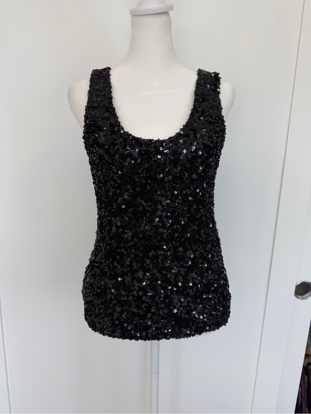 Sophie Rue Black Sequin Scoop Neck Tank